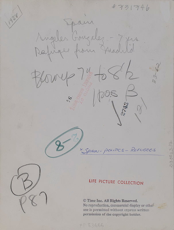 Angeles Gonzalez, Seven-year-old refugee from Madrid, Spain