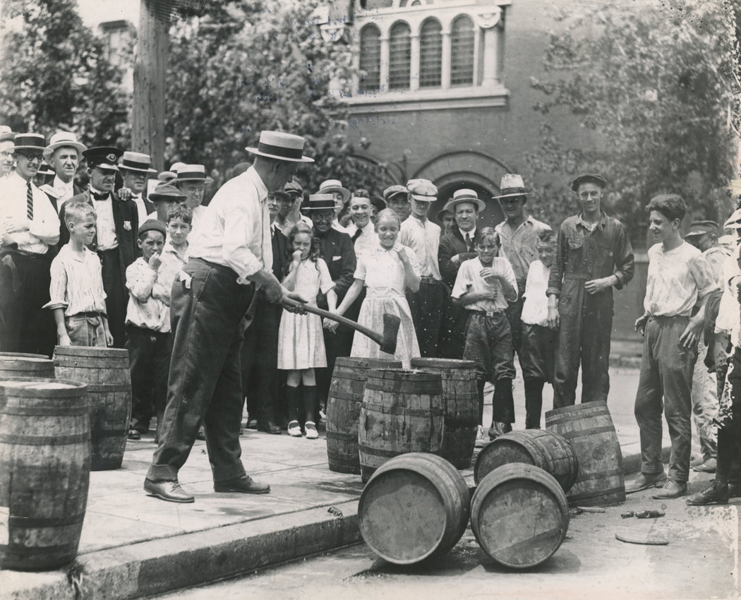 Prohibition – Federal Agents Smashing Barrels of Liquor