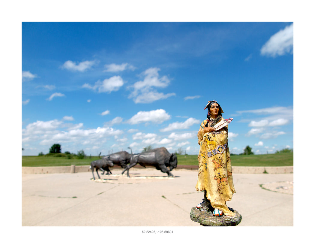 Buffalo Robe at Wanuskewin Heritage Park, Saskatchewan, Saskatoon, GPS coordinates: 52.22426, -106.59601