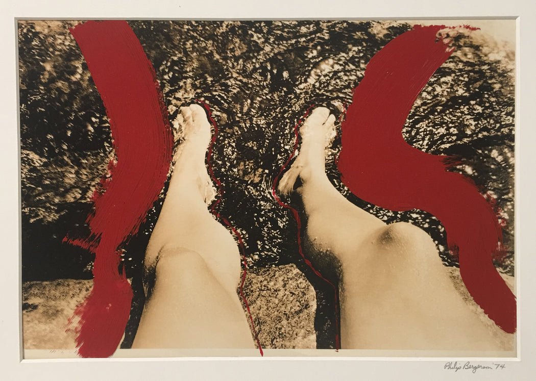 Untitled (Diane's Legs with Red painted Contour Lines)