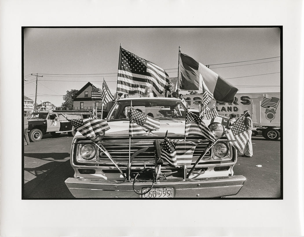 Car with Flags (vintage print)