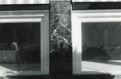 Untitled, San Francisco [reflection of man walking in one of two windows]