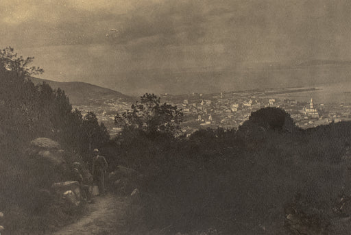 Untitled [Two men on a vista overlooking Cape Town]