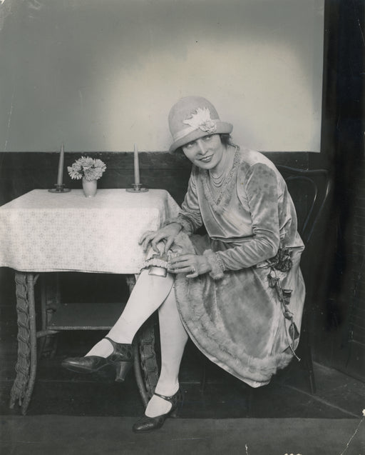 Prohibition – Miss Rhea Wearing Garter Flask