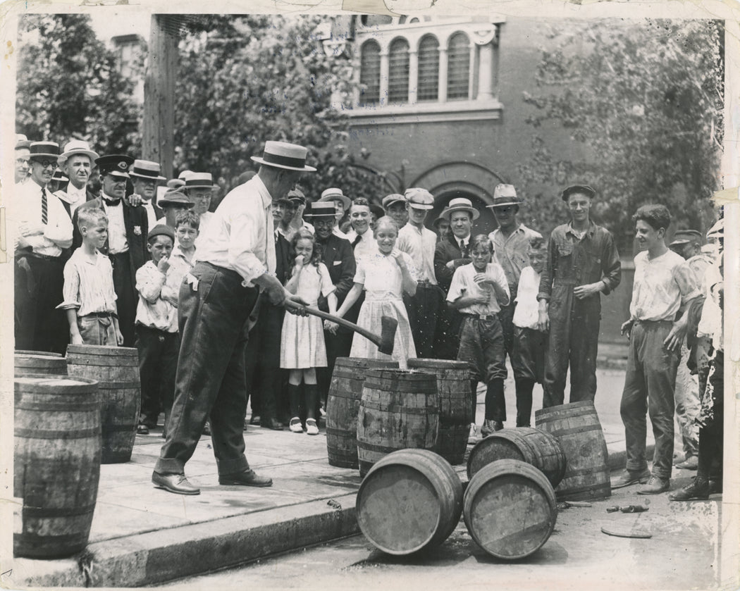 Prohibition – Federal Agents Smashing Barrels of Liquor
