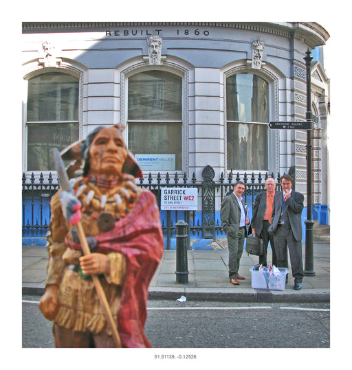Chief Red Robe, King Street to Covent Gardens, London, England, GPS coordinates: 51.51139, -0.12526